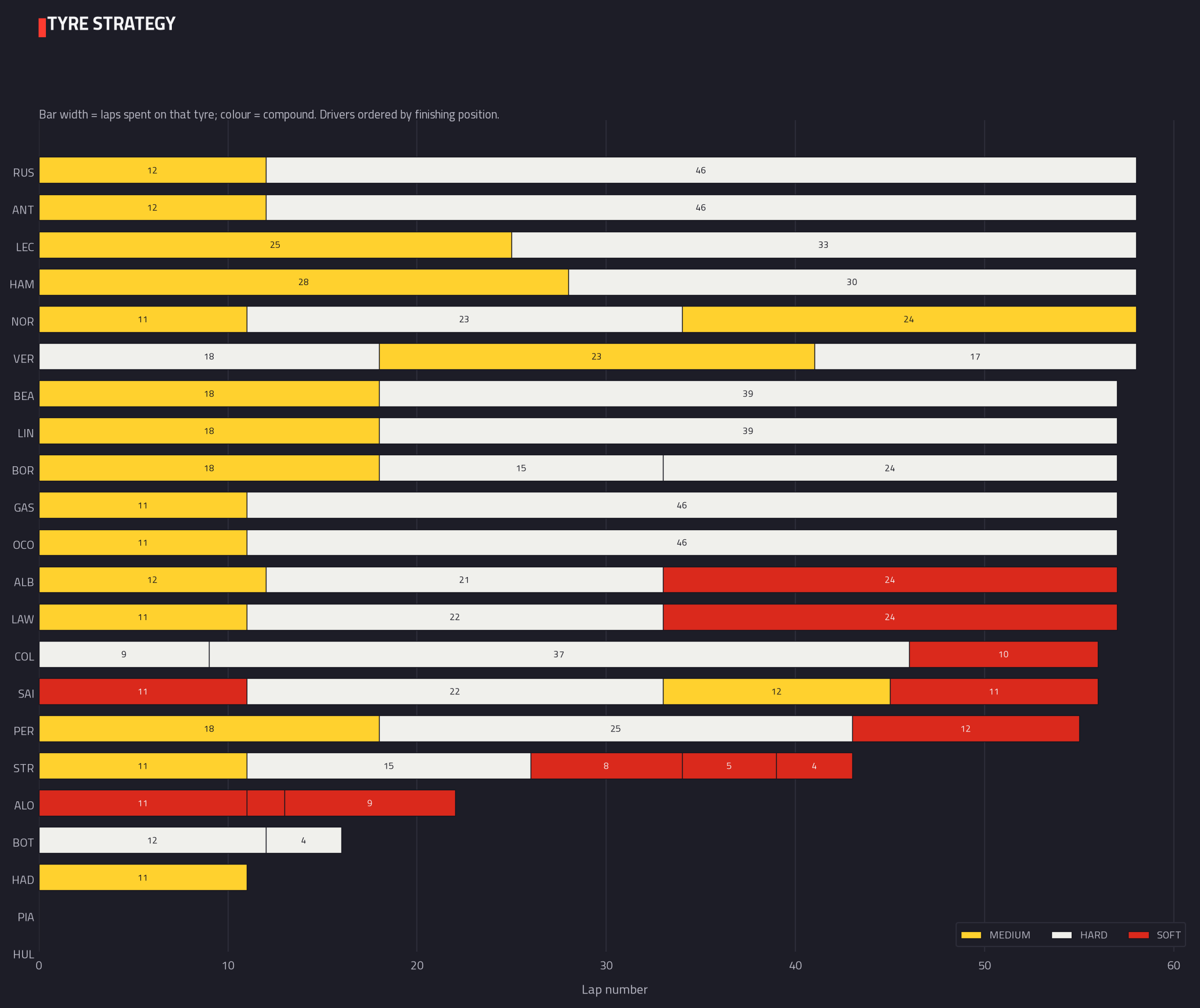 Tyre strategy & stints