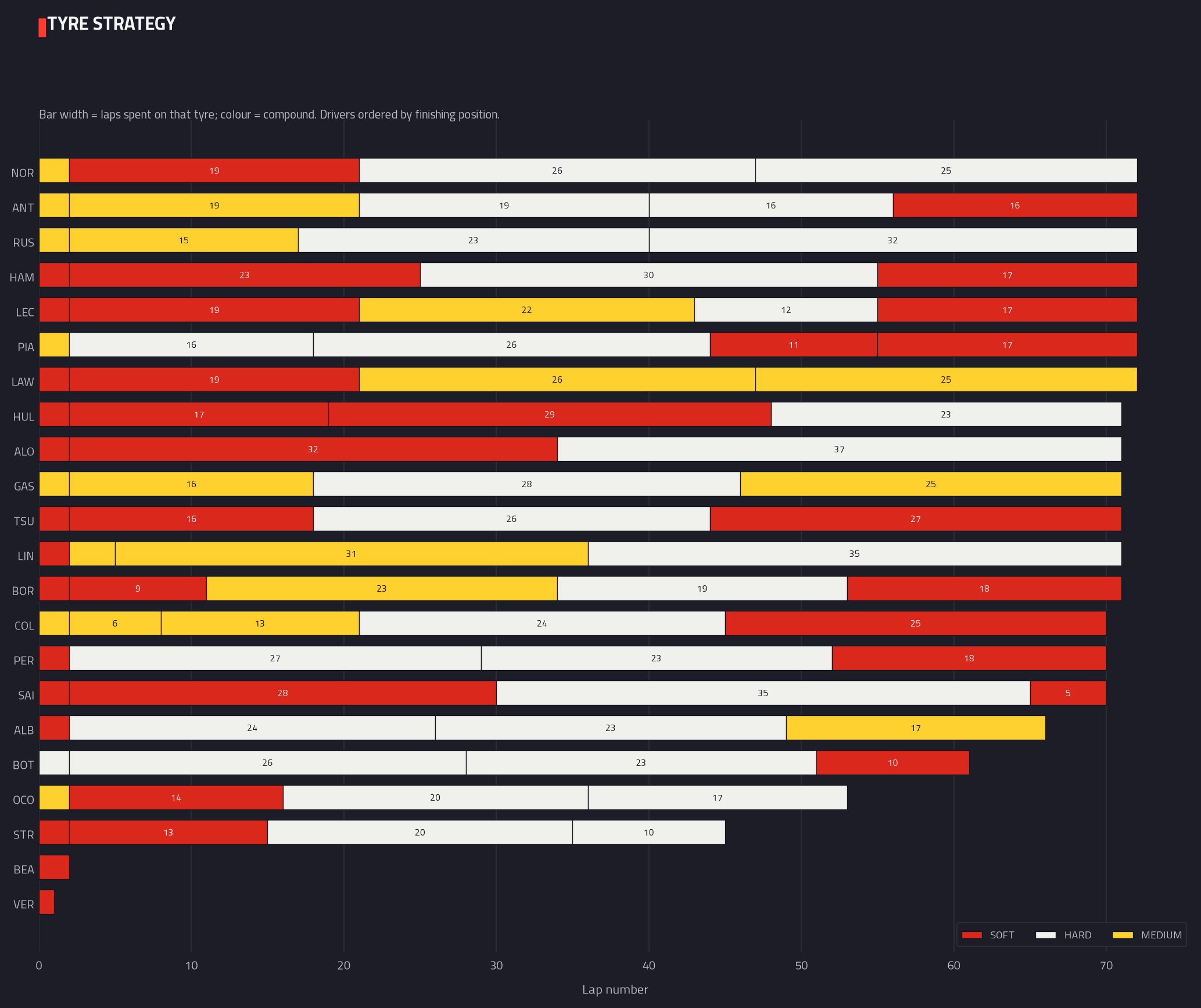 Tyre strategy & stints