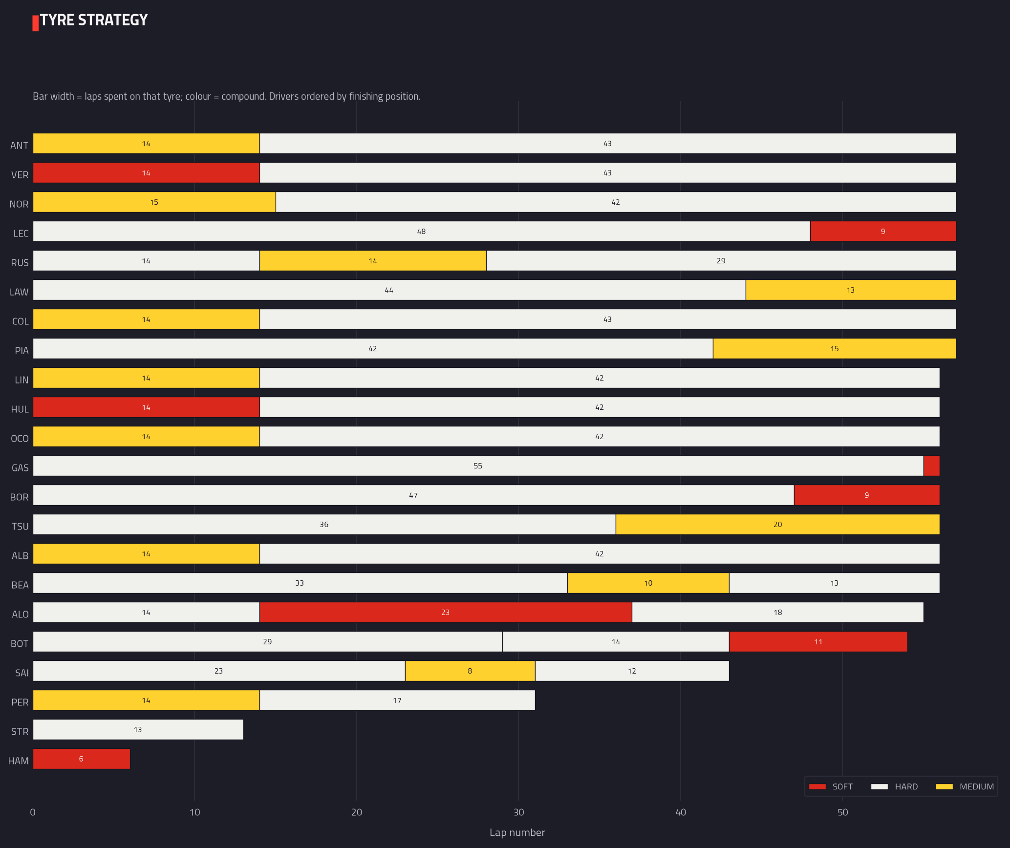 Tyre strategy & stints
