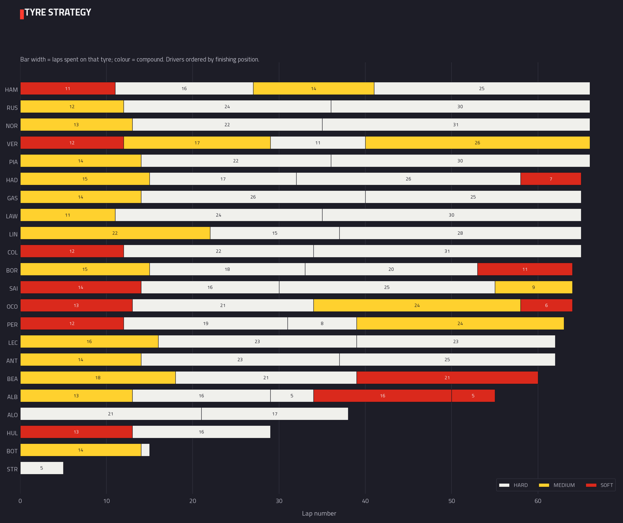 Tyre strategy & stints